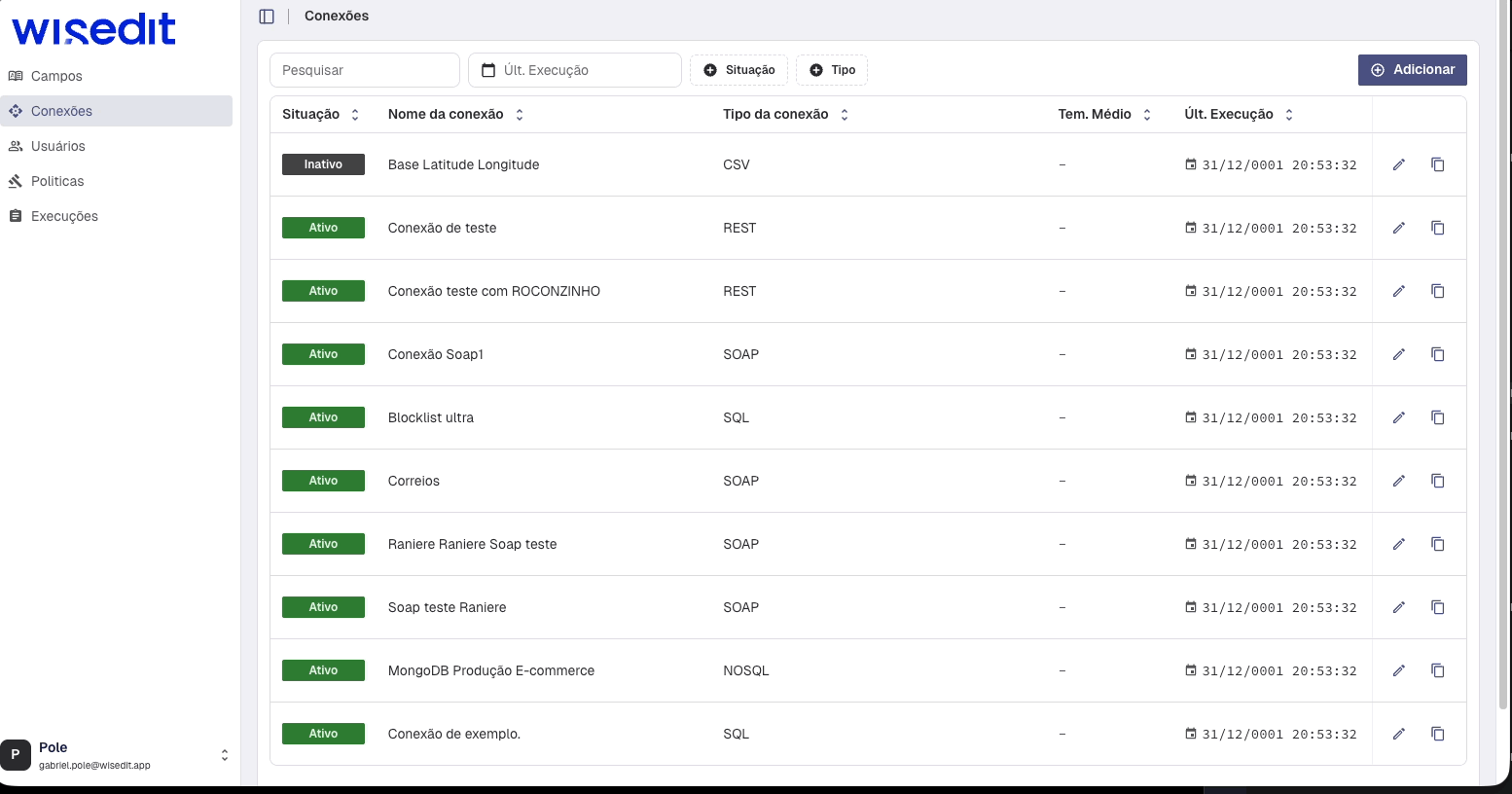 Adicionar nova integração CSV