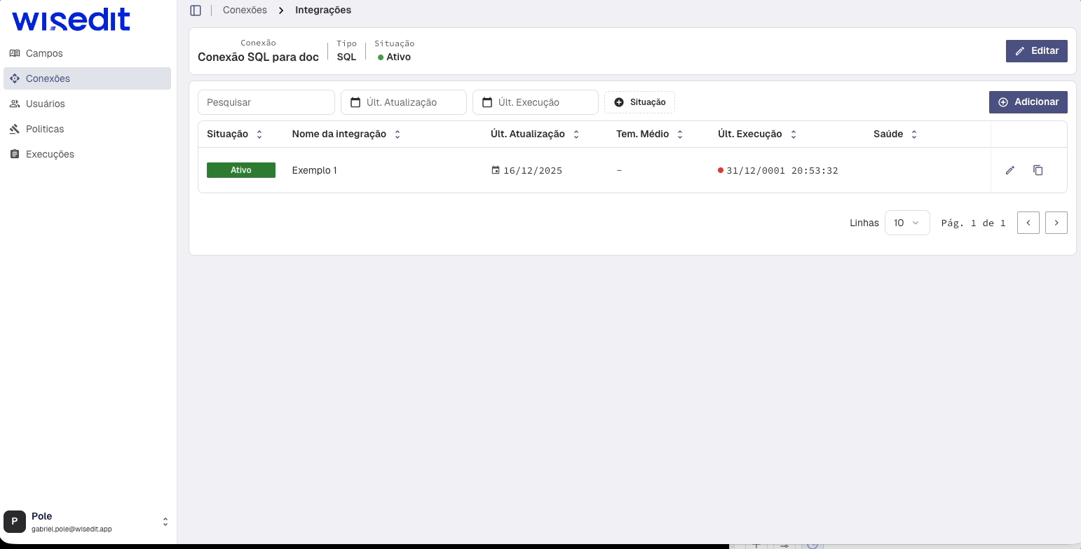 Duplicar integração SQL