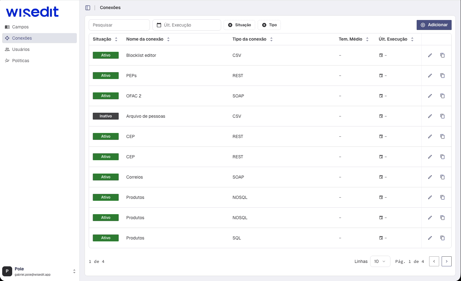 Editar integração CSV