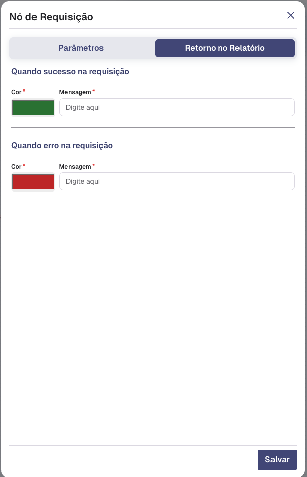 Modal de Retorno no Relatório da Requisição